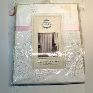Simply Shabby Chic White Cut Out Lace Shower Curtain